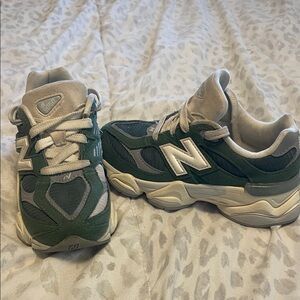 New Balance Kids' Green and Cream Sneakers